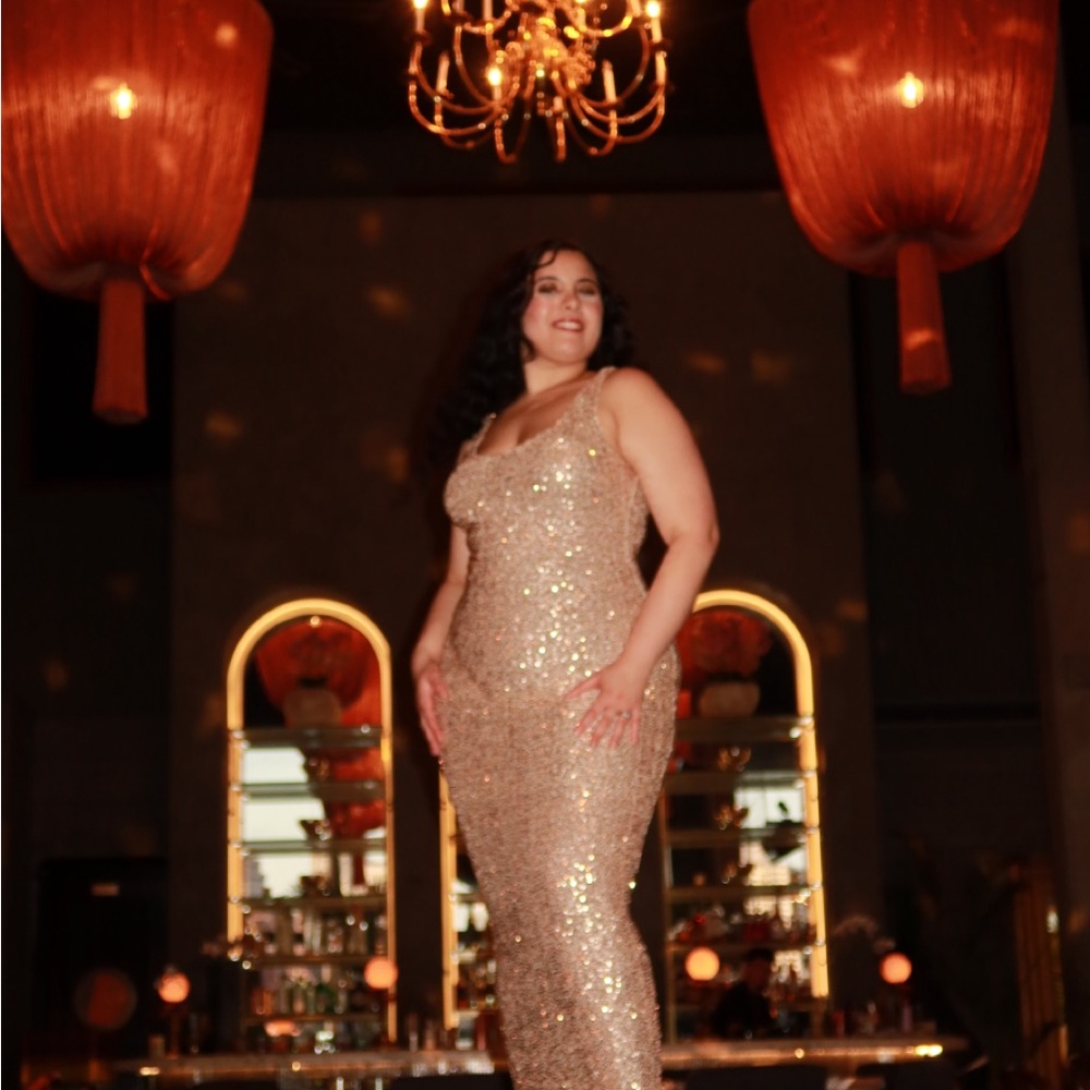 Elegant Gold Sequin Maxi Dress - Picture 3 of 7